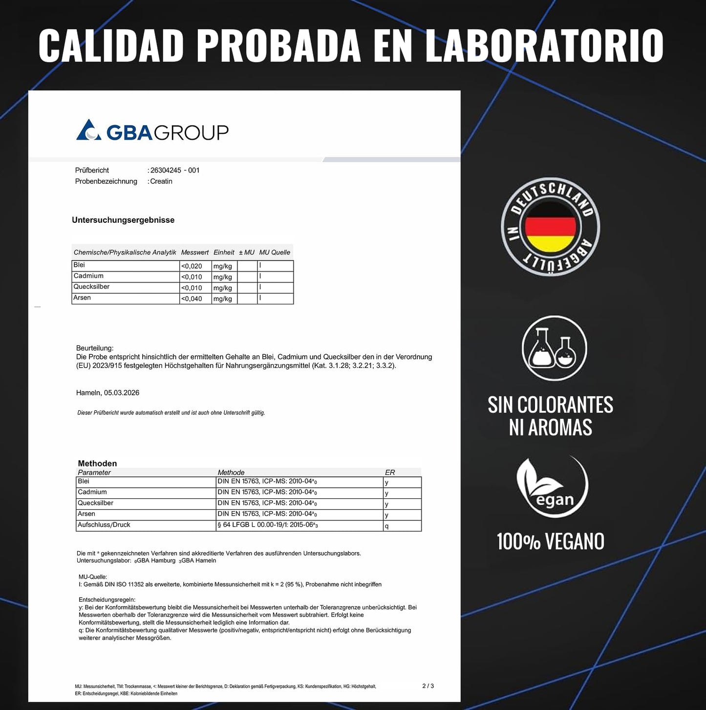 Creatina Monohidratada 1kg / 1000g - Polvo 100% Vegano - Creatina Monohidrato Sin Sabor con Inulina - Alta Pureza - Producido en Alemania - Creatine Monohydrate Powder