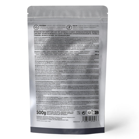 HSN Creatina 100% CREAPURE en Polvo Sin Sabor 500g | 100% Monohidrato de Creatina Micronizada | No Incluye Dosificador | Sin Añadidos y Libre de Contaminantes | No-GMO, Vegano, Sin Gluten