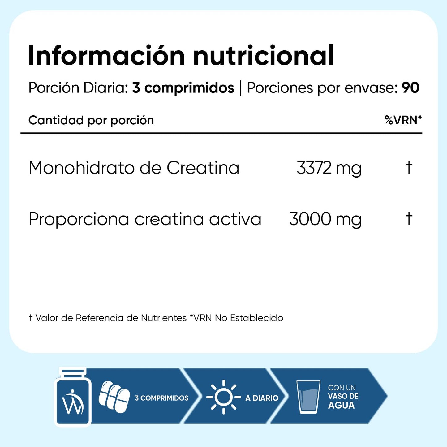 Creatina Monohidratada 3000mg, 270 Comprimidos, 3 Meses de Suministro - Suplemento Deportivo Apto para Veganos, 3 Comprimidos al Día, Sin OGM ni Estearato de Magnesio