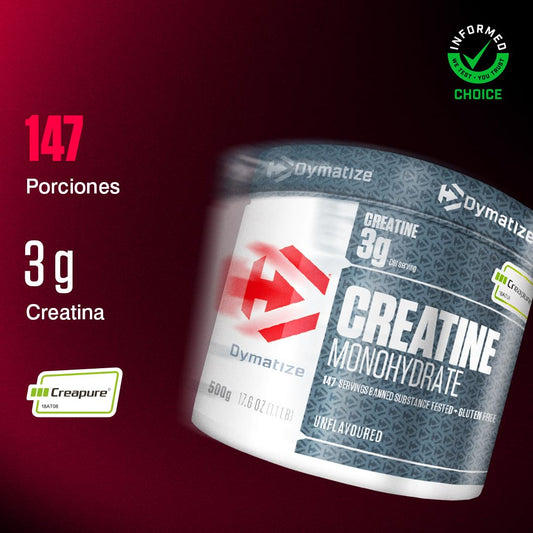 Dymatize Creatine Monohydrate Unflavoured Powder 500g - 100% Creapure Creatine - Aminoácidos - Creatina