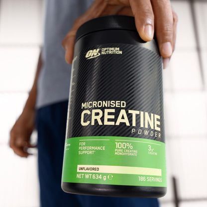 Optimum Nutrition Creatina Micronizada en Polvo, Sin Sabor, 634g, 186 Servicios