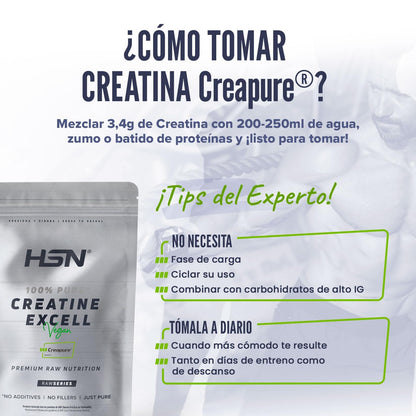 HSN Creatina 100% CREAPURE en Polvo Sin Sabor 500g | 100% Monohidrato de Creatina Micronizada | No Incluye Dosificador | Sin Añadidos y Libre de Contaminantes | No-GMO, Vegano, Sin Gluten