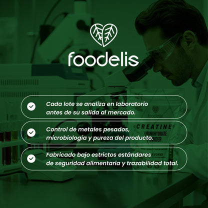 Foodelis Creatina Monohidratada en Polvo 1 kg / 333 Dosis - 100% Creatina Monohidrato Micronizada - Sin Sabor - Pura y Sin Aditivos - No-GMO - Alta Solubilidad - Incluye Dosificador