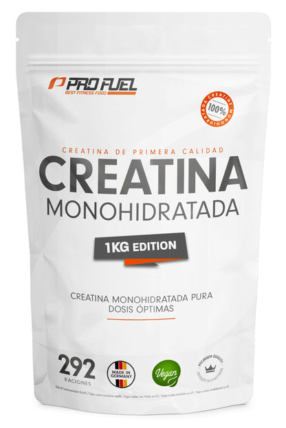 Creatina monohidratada en polvo 1kg / 1000g - calidad micronizada - óptimamente dosificada - creatina pura sin aditivos - 100% vegana - para 292 dias