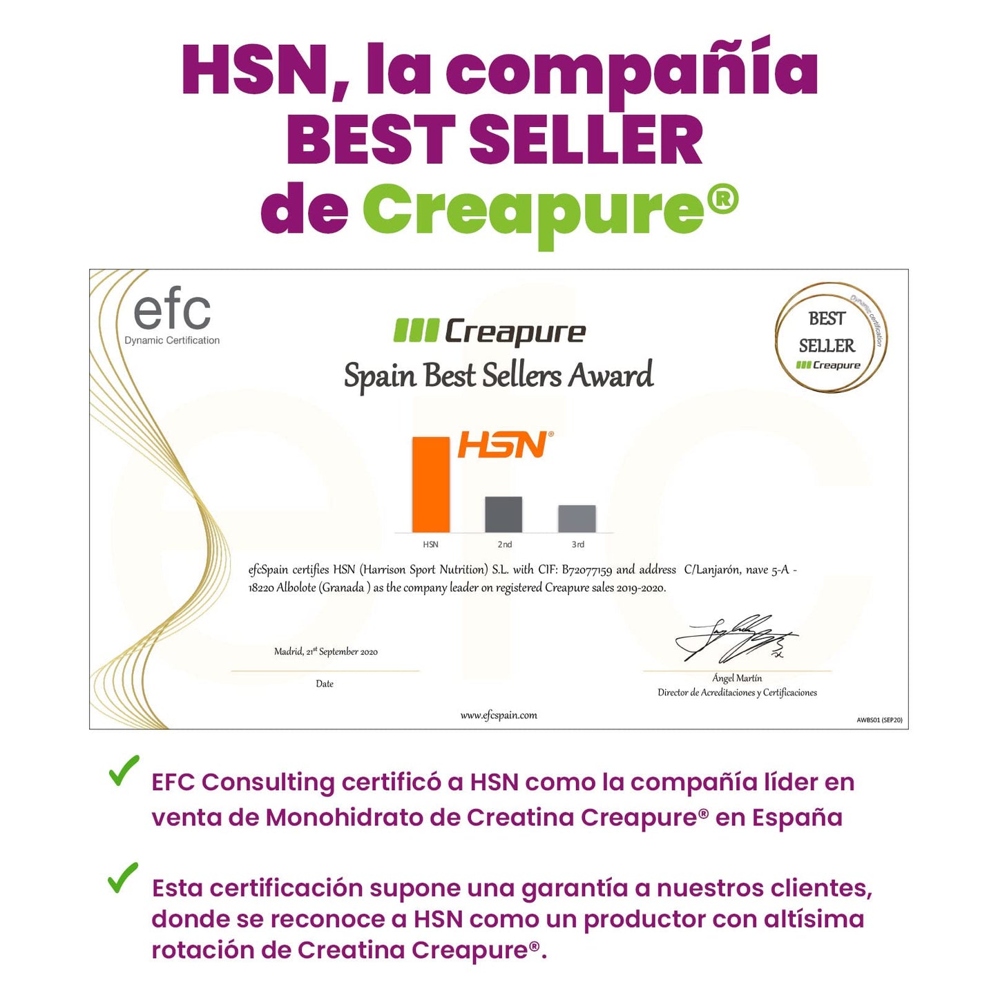 HSN Creatina 100% CREAPURE® en Cápsulas | 120 Cápsulas Vegetales (40 Servicios) | Sello de Calidad Garantizada: Puro Monohidrato de Creatina Micronizada Libre de Contaminantes | Vegano, Sin Gluten