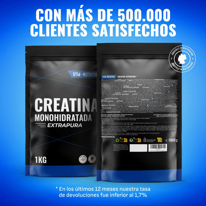 Creatina Monohidratada 1kg / 1000g - Polvo 100% Vegano - Creatina Monohidrato Sin Sabor con Inulina - Alta Pureza - Producido en Alemania - Creatine Monohydrate Powder