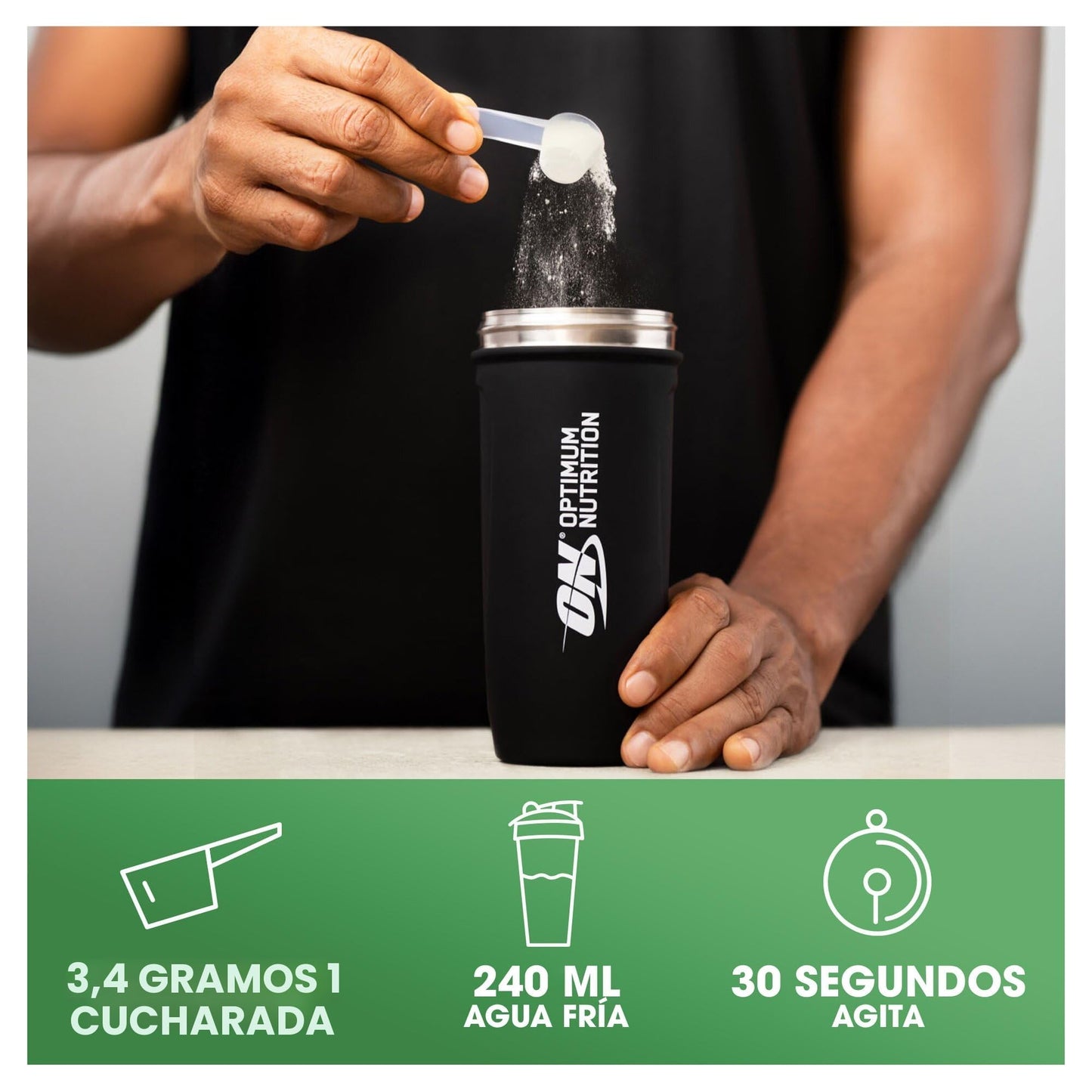 Optimum Nutrition Creatina Micronizada en Polvo, Sin Sabor, 634g, 186 Servicios