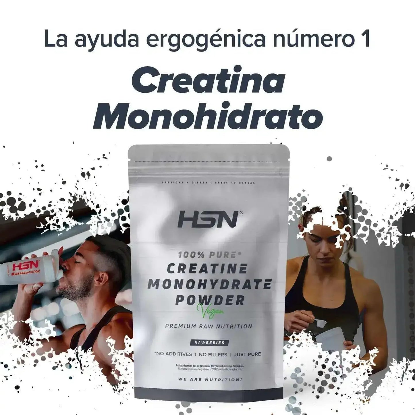 HSN Creatina Monohidrato Micronizada 500g | 100% Pura, Sin Sabor | Vegana, Sin Gluten y Sin Aditivos | Alta Solubilidad y Máxima Pureza | No Incluye Dosificador